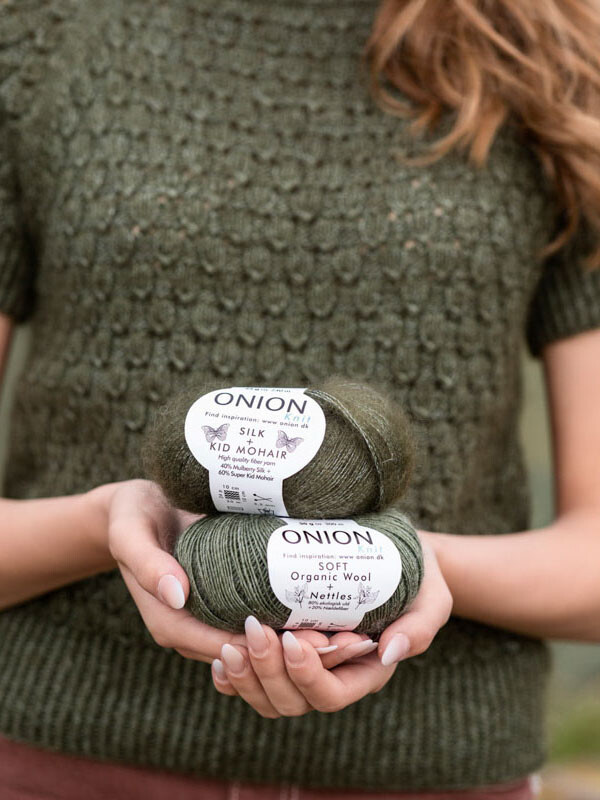 Onion Silk + Kid Mohair en Soft Organic Wool + Nettles
