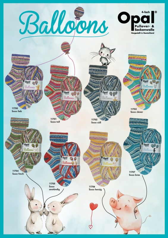 Opal 4-draads sokkenwol Balloons - 8 x 5 Bollen